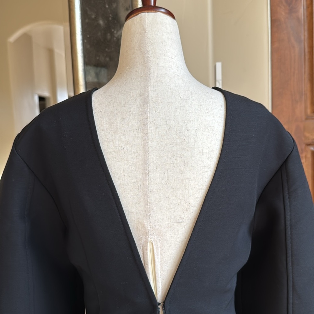 CO Black Wool Blend Midi Dress with Pockets, slit, Sculptural BNWT $1,025 - Picture 4 of 15